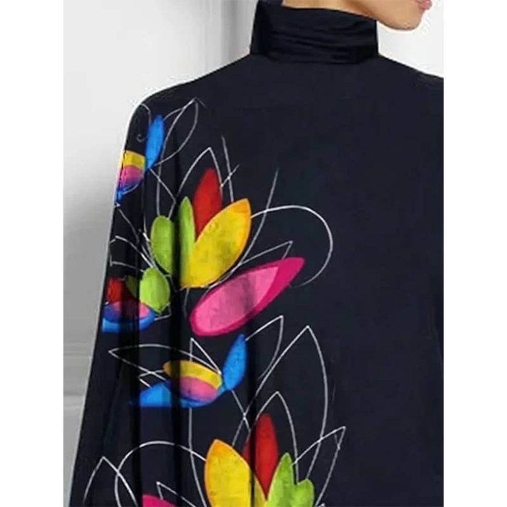 Chic Black Floral top with Vibrant Accents